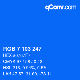 Code couleur: RGB 7 103 247 | qconv.com