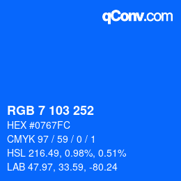 Color code: RGB 7 103 252 | qconv.com