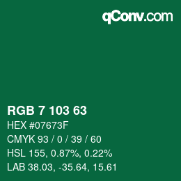 Color code: RGB 7 103 63 | qconv.com