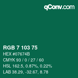 Color code: RGB 7 103 75 | qconv.com