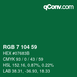 颜色代码: RGB 7 104 59 | qconv.com