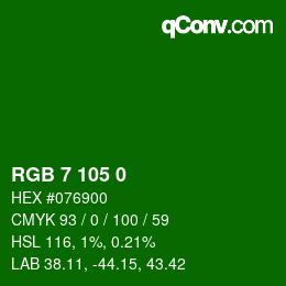 Color code: RGB 7 105 0 | qconv.com