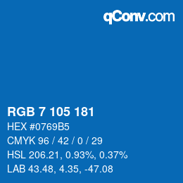 カラーコード: RGB 7 105 181 | qconv.com
