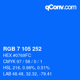 Color code: RGB 7 105 252 | qconv.com