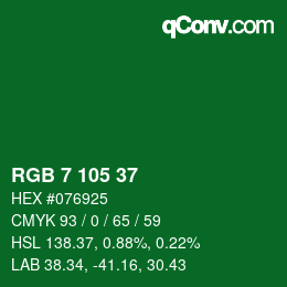 カラーコード: RGB 7 105 37 | qconv.com