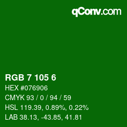 Color code: RGB 7 105 6 | qconv.com