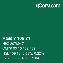 颜色代码: RGB 7 105 71 | qconv.com