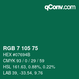 カラーコード: RGB 7 105 75 | qconv.com