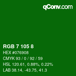 颜色代码: RGB 7 105 8 | qconv.com
