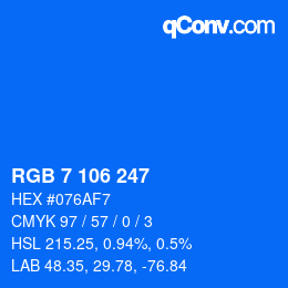 Color code: RGB 7 106 247 | qconv.com