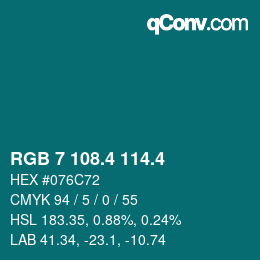 カラーコード: RGB 7 108.4 114.4 | qconv.com
