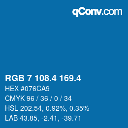 カラーコード: RGB 7 108.4 169.4 | qconv.com