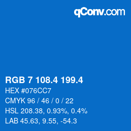 カラーコード: RGB 7 108.4 199.4 | qconv.com