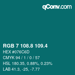 カラーコード: RGB 7 108.8 109.4 | qconv.com