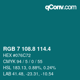 カラーコード: RGB 7 108.8 114.4 | qconv.com