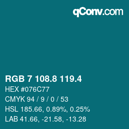 カラーコード: RGB 7 108.8 119.4 | qconv.com