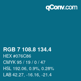 カラーコード: RGB 7 108.8 134.4 | qconv.com