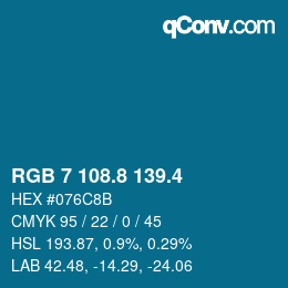 カラーコード: RGB 7 108.8 139.4 | qconv.com