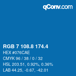 カラーコード: RGB 7 108.8 174.4 | qconv.com