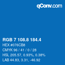 カラーコード: RGB 7 108.8 184.4 | qconv.com