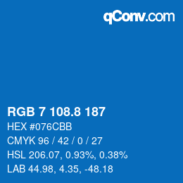 カラーコード: RGB 7 108.8 187 | qconv.com