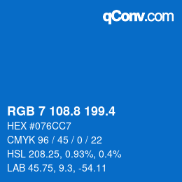 カラーコード: RGB 7 108.8 199.4 | qconv.com