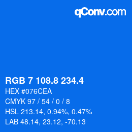 カラーコード: RGB 7 108.8 234.4 | qconv.com