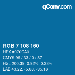 Color code: RGB 7 108 160 | qconv.com