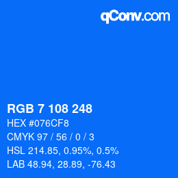 カラーコード: RGB 7 108 248 | qconv.com