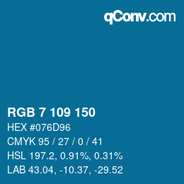 カラーコード: RGB 7 109 150 | qconv.com