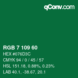 カラーコード: RGB 7 109 60 | qconv.com