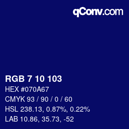 カラーコード: RGB 7 10 103 | qconv.com