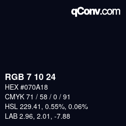 颜色代码: RGB 7 10 24 | qconv.com