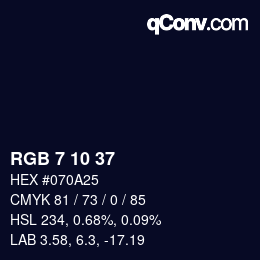 Color code: RGB 7 10 37 | qconv.com