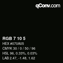 カラーコード: RGB 7 10 5 | qconv.com