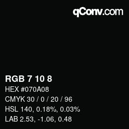 颜色代码: RGB 7 10 8 | qconv.com
