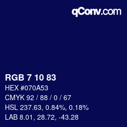 Color code: RGB 7 10 83 | qconv.com