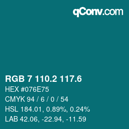カラーコード: RGB 7 110.2 117.6 | qconv.com
