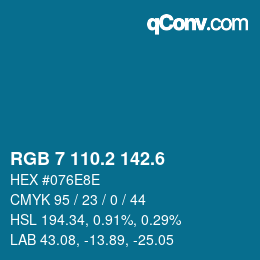 カラーコード: RGB 7 110.2 142.6 | qconv.com