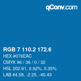 カラーコード: RGB 7 110.2 172.6 | qconv.com