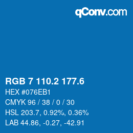 カラーコード: RGB 7 110.2 177.6 | qconv.com