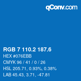 カラーコード: RGB 7 110.2 187.6 | qconv.com