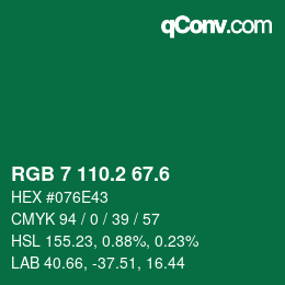 カラーコード: RGB 7 110.2 67.6 | qconv.com