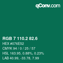 カラーコード: RGB 7 110.2 82.6 | qconv.com