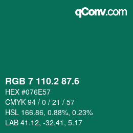 カラーコード: RGB 7 110.2 87.6 | qconv.com