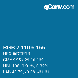 カラーコード: RGB 7 110.6 155 | qconv.com