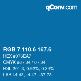 カラーコード: RGB 7 110.6 167.6 | qconv.com