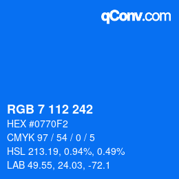 カラーコード: RGB 7 112 242 | qconv.com