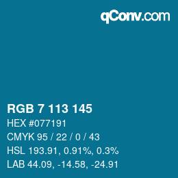 Color code: RGB 7 113 145 | qconv.com