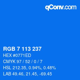 Color code: RGB 7 113 237 | qconv.com